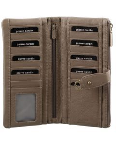 Pierre Cardin Womens RFID Italian Leather Wallet Purse - Taupe (Credit Card Holder)