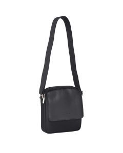 Pierre Cardin Mens Soft Italian Leather Business Crossbody Travel Bag - Black