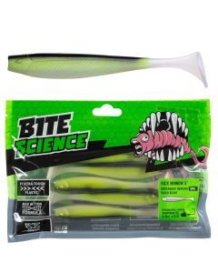 5 Pack of 5 Inch Bite Science Kick Minnow Soft Plastic Lures - Greenback Herring