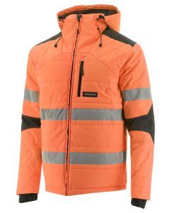 Caterpillar Mens Boreas Hi-Vis Puffer Jacket - Orange (Water Resistant w Hood)