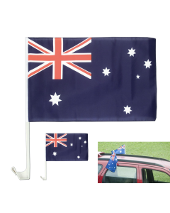 2x Australia Car Flag w/ Window Clips (30x45cm)
