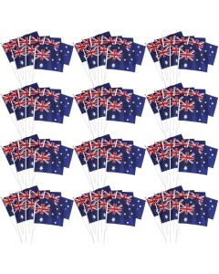 12x Australian Hand Flags – Set of 8 (14cm x 21cm) Bulk – For Australia Day Celebrations