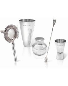 4pc Vin Bouquet Stainless Steel Cocktail Shaker Maker Set in Silver