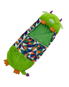 Kids Cartoon Plush Sleeping Bag Pillow Set (Green)