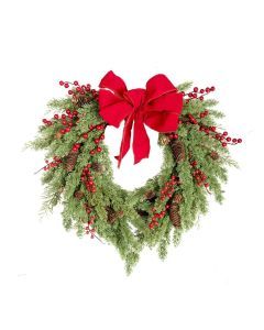 Christmas Heart-Shaped Rattan Wreath with Bowknot