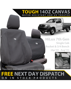Toyota HiLux 7th Gen Bucket + 3/4 Bench Retro Canvas 2x Front Seat Covers