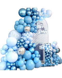 Macaron Blue Double Cream Balloon Garland Arch Kit - 242 Pieces