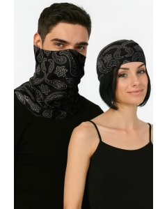 Seamless Tube Bandana Head Scarf Face Cover Mask Pattern Mask Neck Gaiter - Black