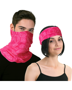 Seamless Tube Bandana Head Scarf Face Cover Mask Pattern Mask Neck Gaiter - Hot Pink