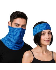 Seamless Tube Bandana Head Scarf Face Cover Mask Pattern Mask Neck Gaiter - Royal Blue