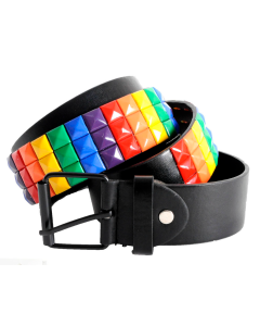 Rainbow Studded Punk Rock Belt in Black – 130cm