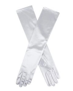 Dents Womens Long Above Elbow Satin Gloves  - Silver Grey