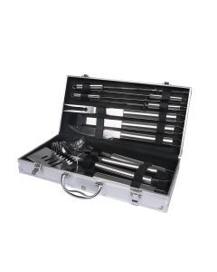 Moyasu 10 Pcs BBQ Tool Set Stainless-Steel Case Grill Fork Knife Tong Brush