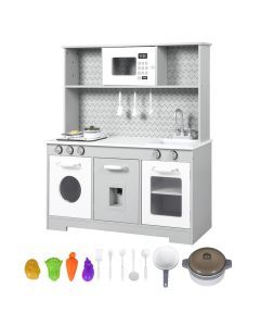 Bopeep Kids Kitchen Set Pretend Play Wooden Toys Playset Cooking Food Utensils