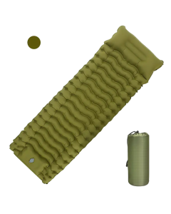 Ultimate Green Comfort Outdoor Inflatable Camping Mattress with Built-in Pillow
