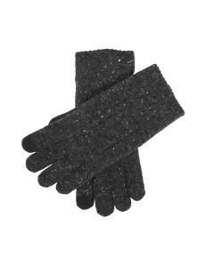 Dents Men’s Touchscreen Cable Knit Gloves with Marl Yarn - Charcoal