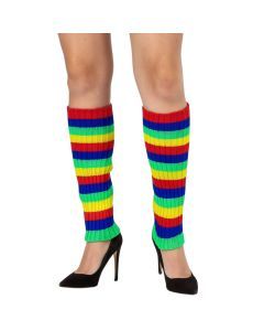 1 Pair Rainbow Ribbed Knitted Stockings - Womens Dance Costume/80s Party