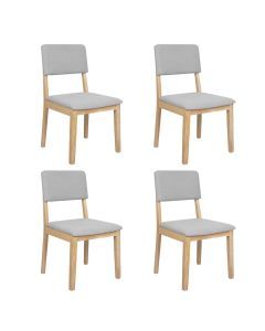 Levede 4x Dining Chair Solid Wood Lounge Seat Back Upholstered Linen Padded