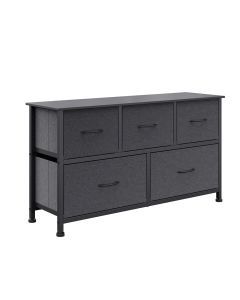 Levede Chest of 5 Drawers Storage Cabinet Tower Dresser Lowboy Organizer Grey