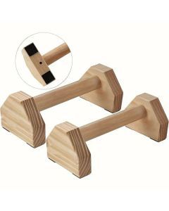 Wooden Push-Up Support Handles - Non-Slip Pad Included
