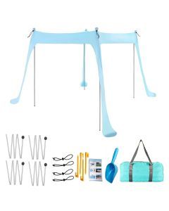 Family Beach Canopy Large Sunshade Tent with Stability Poles (Blue)