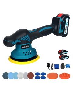Traderight 21V Cordless Car Polisher Buffer Machine 6 Speed 5500RPm 2 Battery