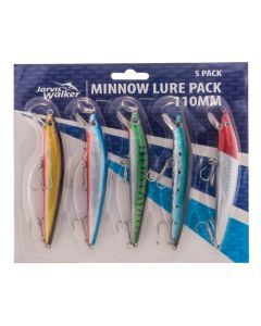 Jarvis Walker 110mm Minnow Lure Pack -5 Pack of Floating Hard Body Fishing Lures