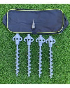 Screw in Aluminum Ground Pegs 295mm Long x 4 Includes 19mm Drill Adapter & Bag by Secura-Pegs®