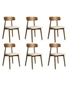Levede 6x Dining Chairs Kitchen Chair PU Leather Rubberwood Frame Cafe Lounge
