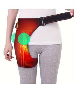 1pc USB Heated Hip Support Brace with Vibrating Massage and Adjustable Strap