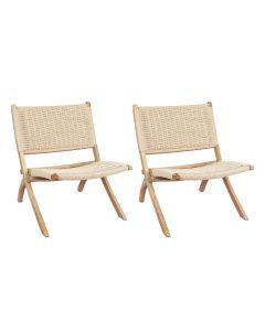 Levede 2x Accent Chair Foldable Recliner Wooden Lounge Lounger Ash Rattan Seat