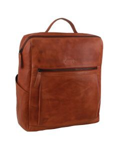 Pierre Cardin Mens Italian Leather Unisex Backpack - Cognac (w/ 15" Laptop Insert)
