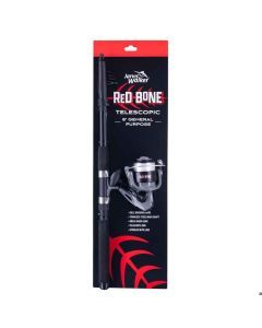 Jarvis Walker 8ft Red Bone 3-7kg Telescopic Fishing Rod and Reel Spin Combo