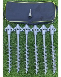 Screw in Ground Secura Pegs® 6 x 365mm Long includes 19mm Adapter & Bag Tents Camping