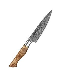 5-Inch Damascus Utility Knife 67-Layer Super Steel Brown