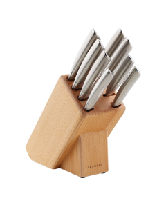 Scanpan Classic Stainless Steel 9-Piece Knife Block Set in Natural Wood