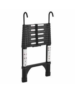 Black 3.8m Portable telescopic ladder with Hooks and carry bag