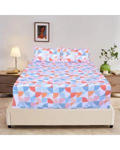 Queen Luxury 100% Cotton Fitted Bed Sheet & 2 Pillow Case Combo Set - Modern