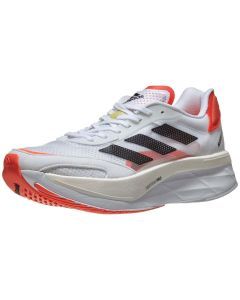Adidas Mens Adizero Boston 10 Running Shoes - White/Black/Red (Athletic Sneakers)