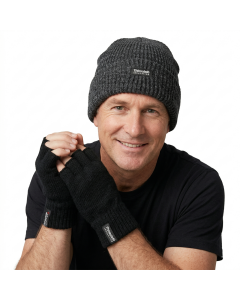 Dents Mens 2pc Winter Set - 3M Thinsulate Beanie Hat & Fingerless Knitted Gloves