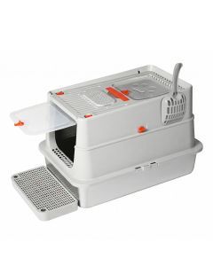 Pawz Stainless Steel Cats Litter Box Hooded High Enclosed Large Kitty Toilet