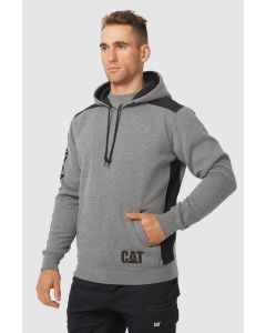 Caterpillar Logo Panel Hooded Sweatshirt Jumper Hoodie Warm Winter - Dark Heather Grey