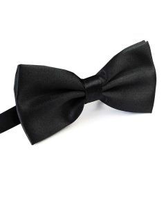 Mens Large Black Bow Tie (Pre-Tied Classic Formal Necktie)