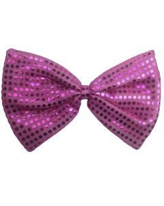 Hot Pink Large Sequin Polka Dots Bow Tie - Fancy Dress Costume Party