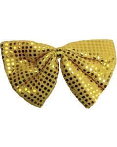 Yellow Large Sequin Polka Dots Bow Tie - Fancy Dress Costume Party