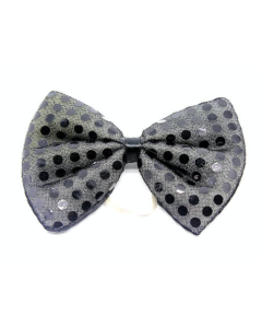 Black Sequin Polka Dots Bow Tie - Fancy Dress Clown Costume Party