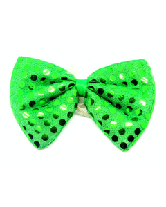 Green Sequin Polka Dots Bow Tie - Fancy Dress Clown Costume Party