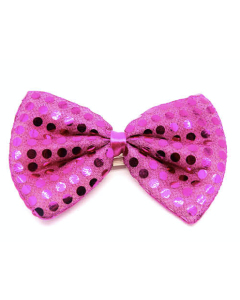 Hot Pink Sequin Polka Dots Bow Tie - Fancy Dress Clown Costume Party