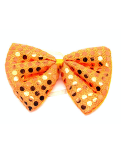 Orange Sequin Polka Dots Bow Tie - Fancy Dress Clown Costume Party