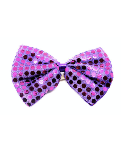Purple Sequin Polka Dots Bow Tie - Fancy Dress Clown Costume Party